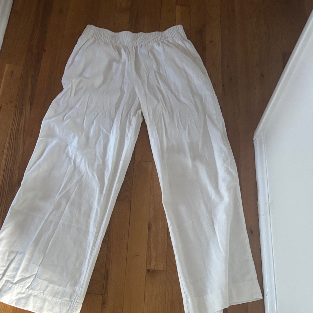 White Wide-Leg linen Pants old navy nwot sz medium